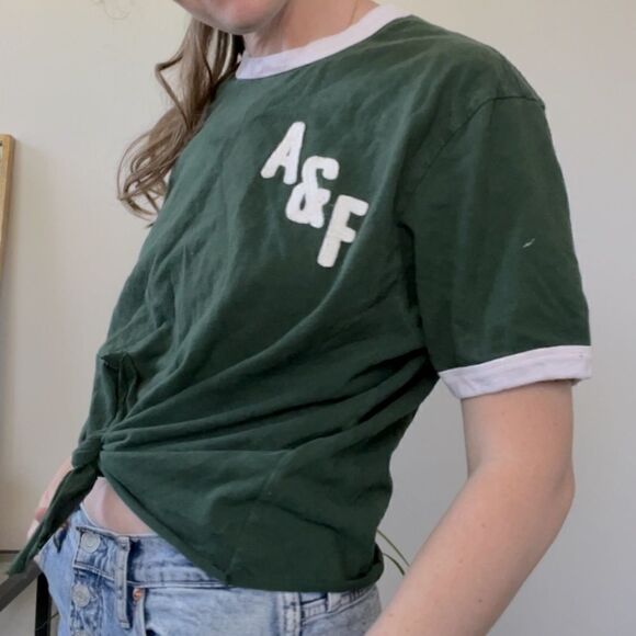 Vintage Abercrombie and Fitch Reworked cropped tie T-shirt - Picture 1 of 8